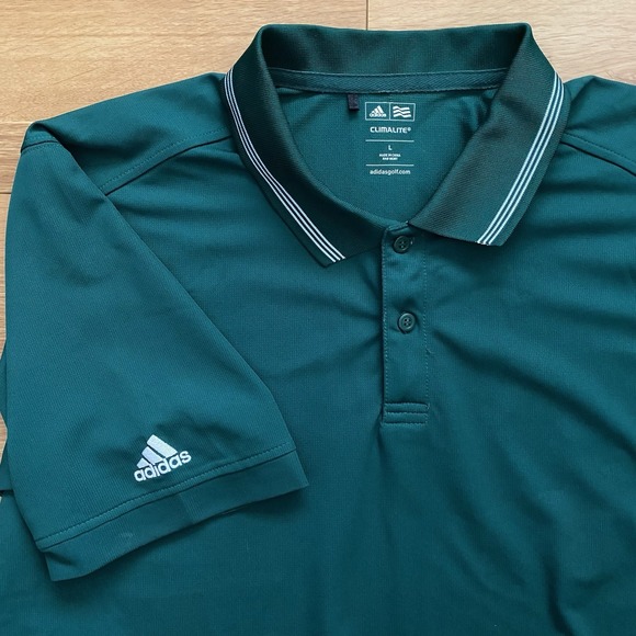 Adidas Golf Men's Size L Solid Green Stretch Athletic Polo Shirt - Picture 1 of 7
